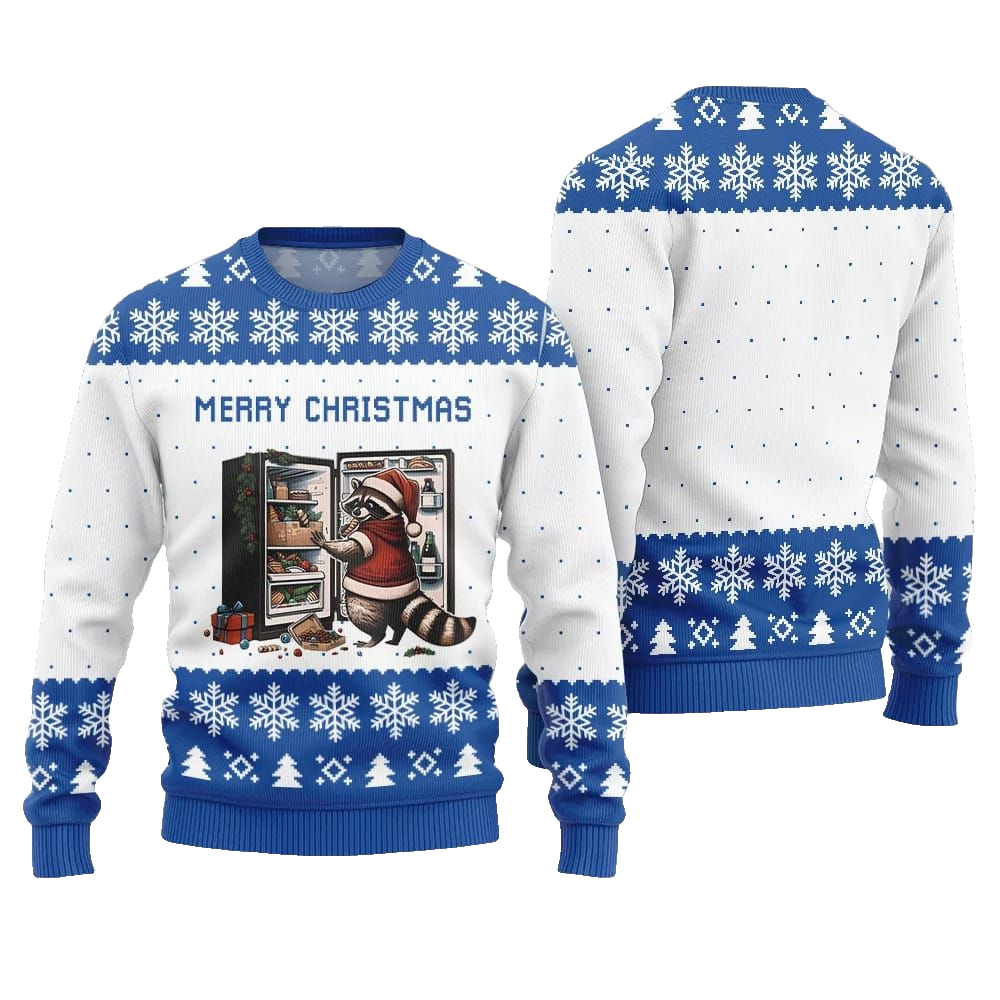 Merry Christmas Raccoon Ugly Sweater Christmas 2026 - Moonbestprint