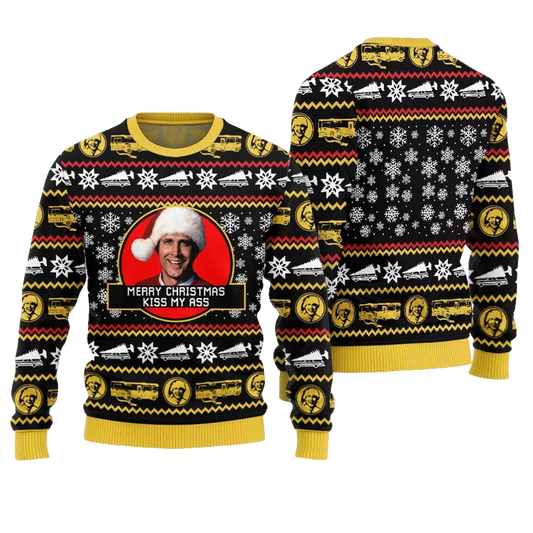 Merry Christmas Kiss My Ass Griswold Ugly Sweater - Moonbestprint