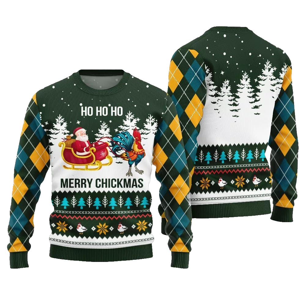 Merry Chickmas Santa Ugly Sweater Christmas 2026 - Moonbestprint