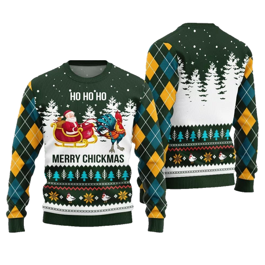 Merry Chickmas Santa Ugly Sweater Christmas 2026 - Moonbestprint