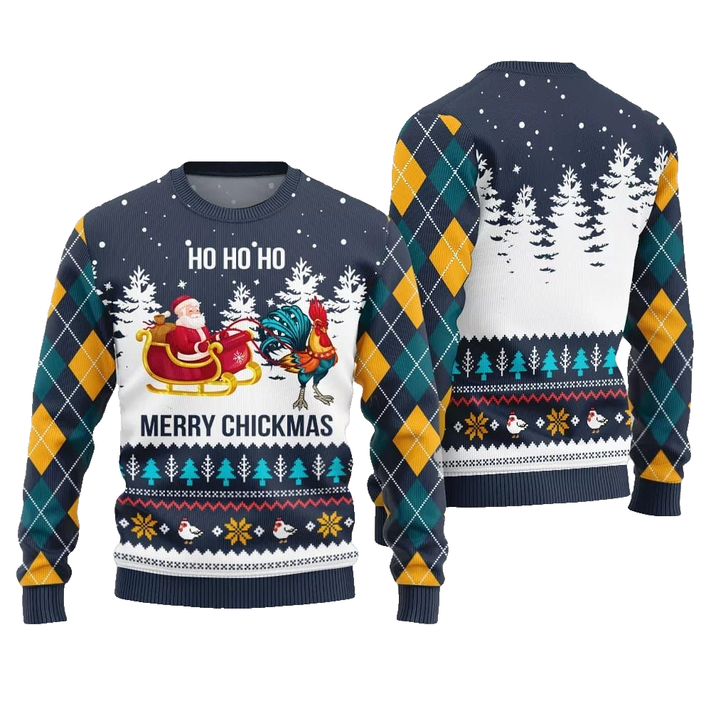 Merry Chickmas Santa Ugly Sweater Christmas 2026 - Moonbestprint