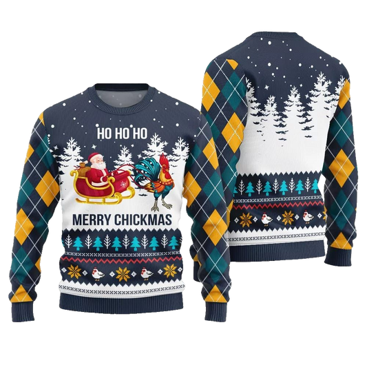 Merry Chickmas Santa Ugly Sweater Christmas 2026 - Moonbestprint