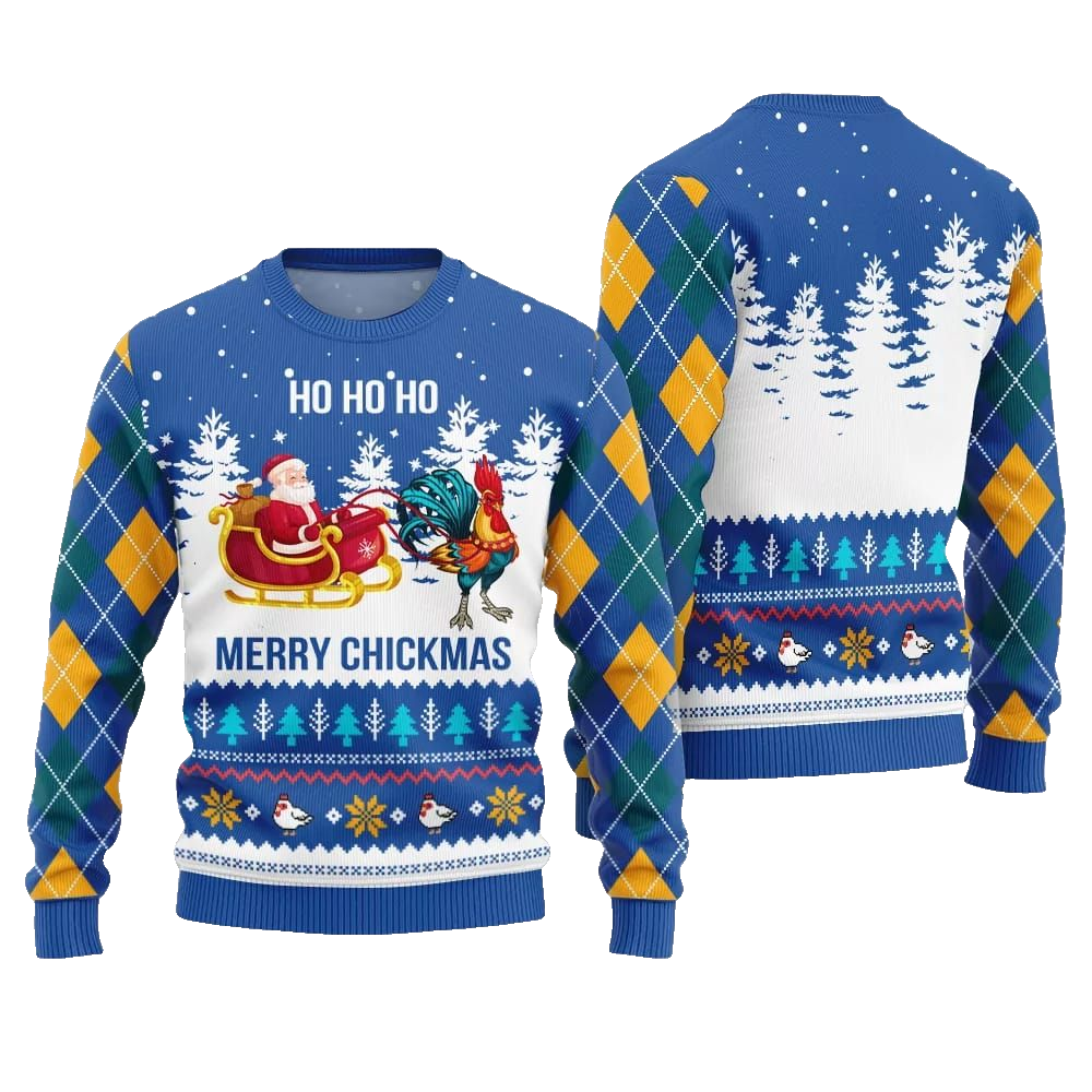 Merry Chickmas Santa Ugly Sweater Christmas 2026 - Moonbestprint