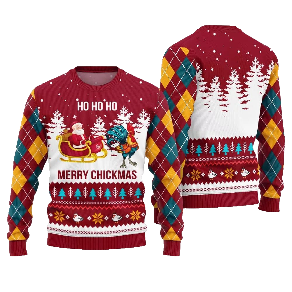 Merry Chickmas Santa Ugly Sweater Christmas 2026 - Moonbestprint
