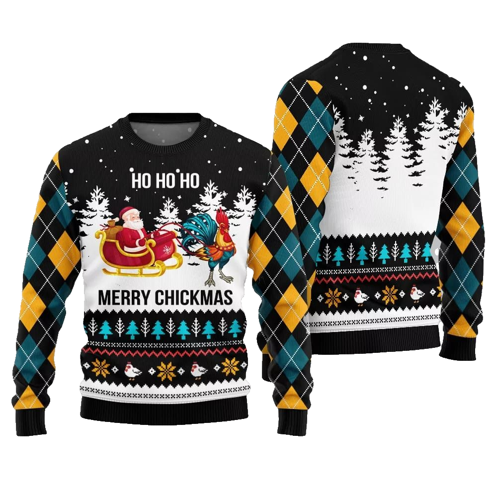 Merry Chickmas Santa Ugly Sweater Christmas 2026 - Moonbestprint