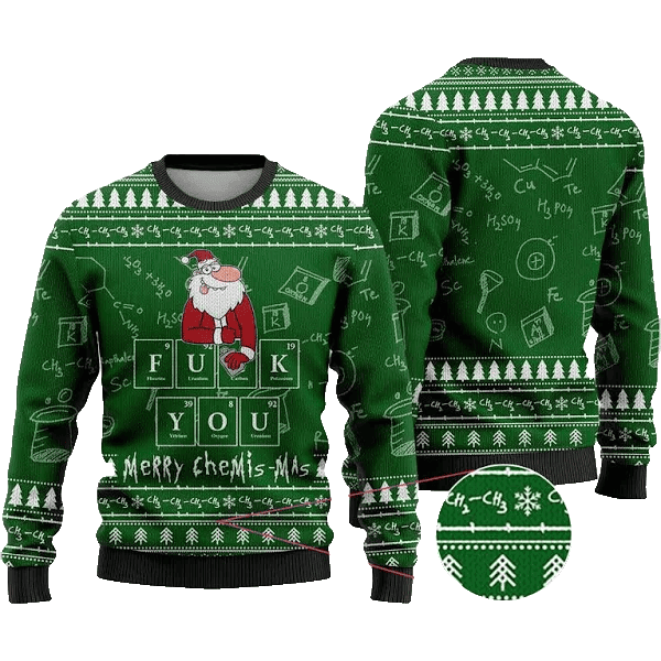 Merry Chemis-mas Science Ugly Christmas Sweater Green – Moonbestprint