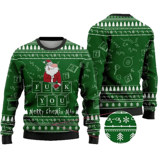Merry Chemis-mas Science Ugly Christmas Sweater Green – Moonbestprint