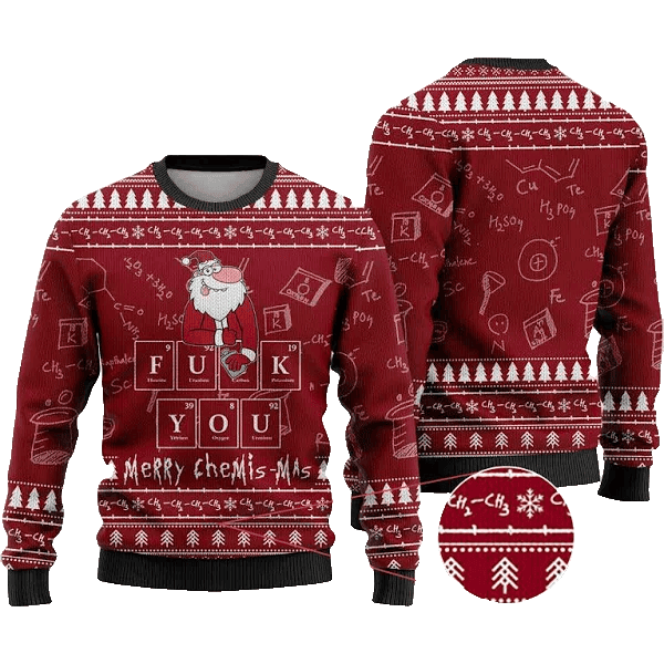 Merry Chemis-mas Science Ugly Christmas Sweater Red – Moonbestprint