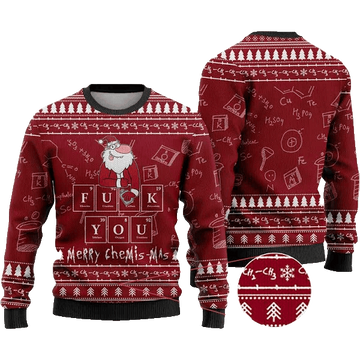 Merry Chemis-mas Science Ugly Christmas Sweater Red – Moonbestprint
