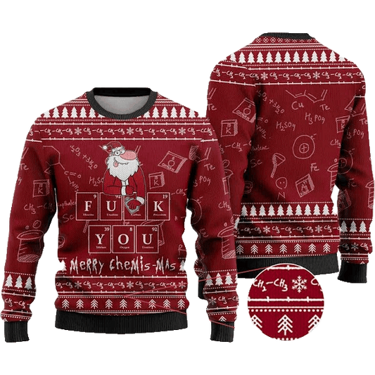 Merry Chemis-mas Science Ugly Christmas Sweater Red – Moonbestprint