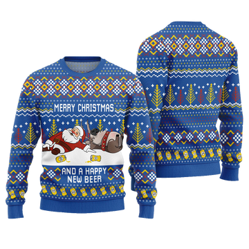 Merry Beermas and a Happy New Beer Ugly Christmas Sweater Blue – Moonbestprint