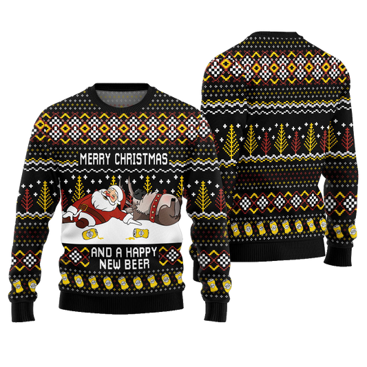 Merry Beermas and a Happy New Beer Ugly Christmas Sweater Black – Moonbestprint