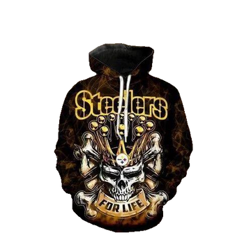 Steelers For Life King Skull Pittsburgh Steelers 3D Hoodie, NFL Hoodie Moonbestprint