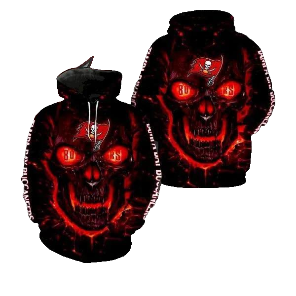 Tampa Bay Buccaneers Lava Skull 3D Hoodie, NFL Hoodie Moonbestprint