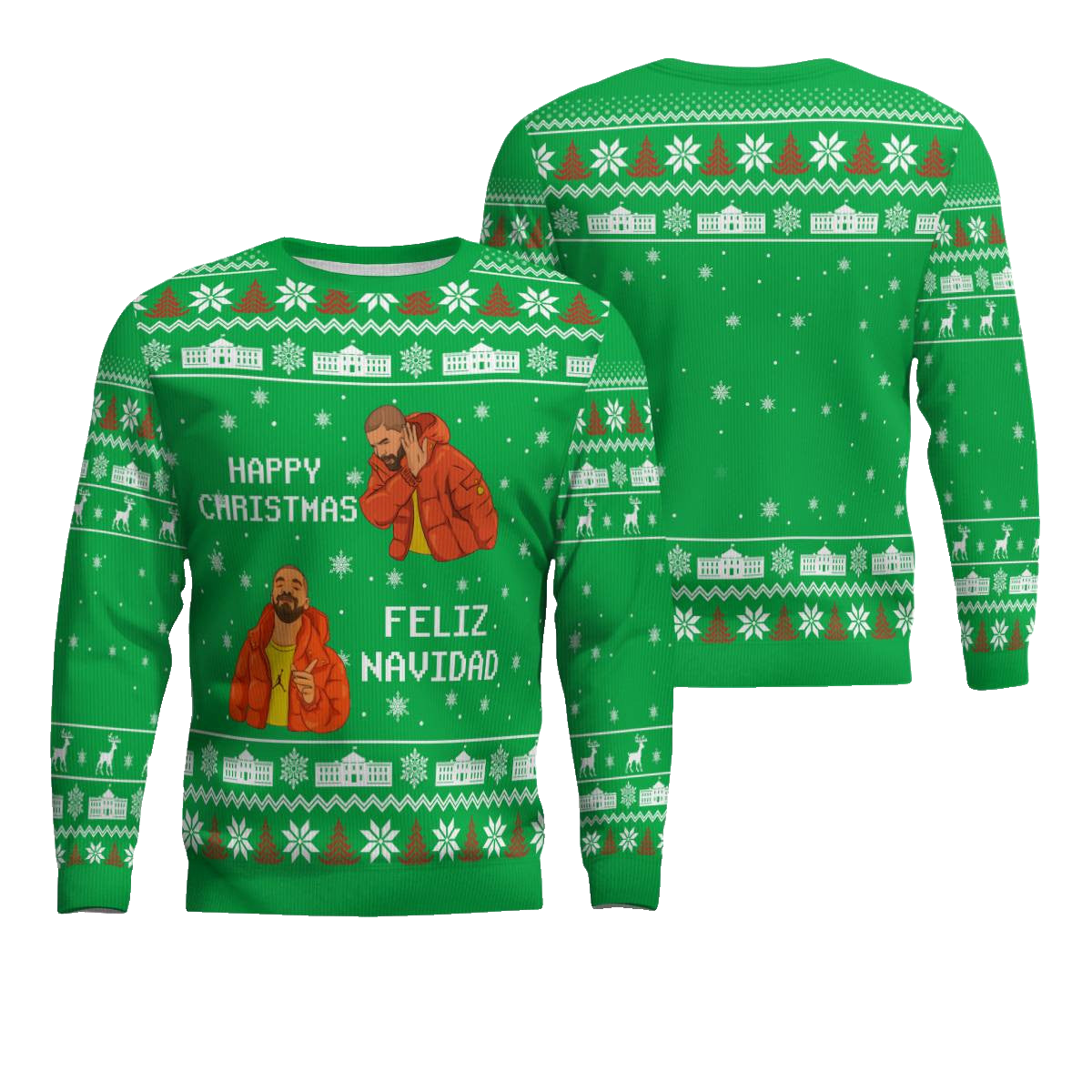Meme Happy Christmas Feliz Navidad Christmas Ugly Sweater Green – Moonbestprint