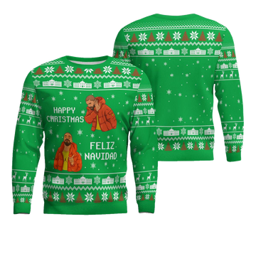 Meme Happy Christmas Feliz Navidad Christmas Ugly Sweater Green – Moonbestprint