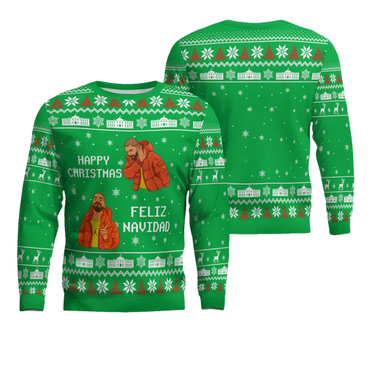 Meme Happy Christmas Feliz Navidad Christmas Ugly Sweater Green – Moonbestprint