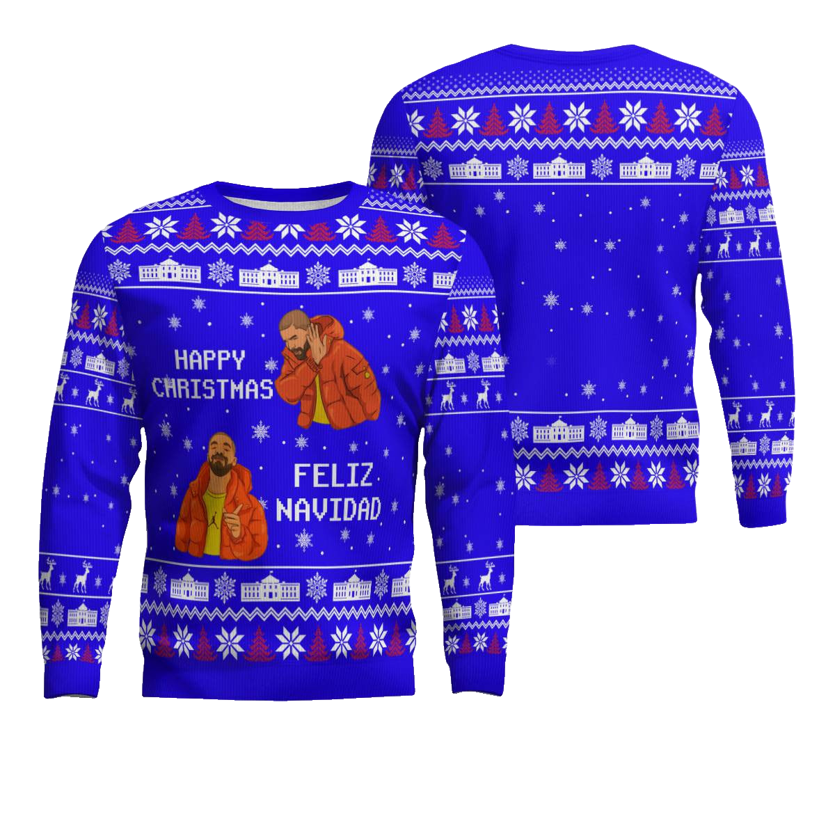 Meme Happy Christmas Feliz Navidad Christmas Ugly Sweater Blue – Moonbestprint