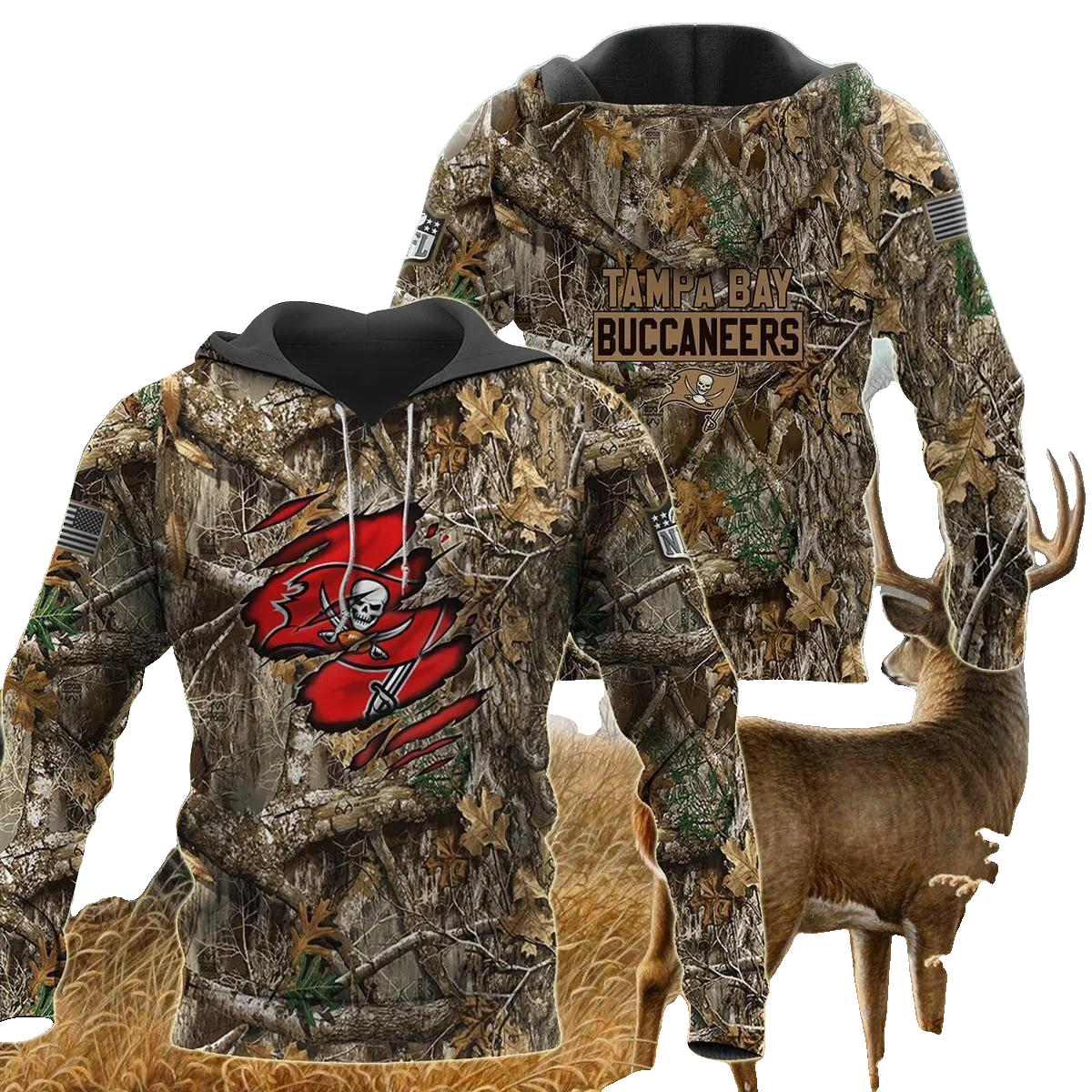 Tampa Bay Buccaneers Realtree Hunting Camo 3D Hoodie, NFL Hoodie Moonbestprint