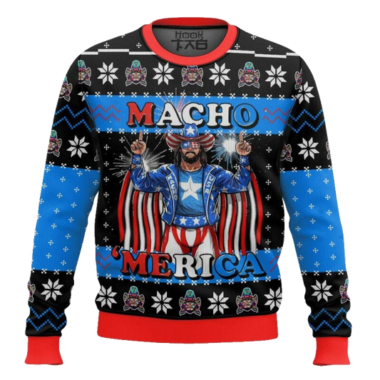 MACHO MERICA Macho Man Ugly Sweater – Moonbestprint