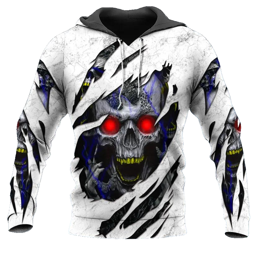 White Ghost Inside Skull 3D All Over Print Hoodie -Moonbestprint