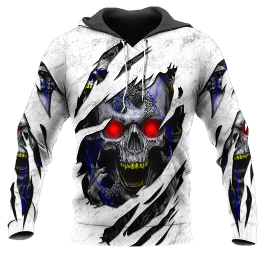 White Ghost Inside Skull 3D All Over Print Hoodie -Moonbestprint