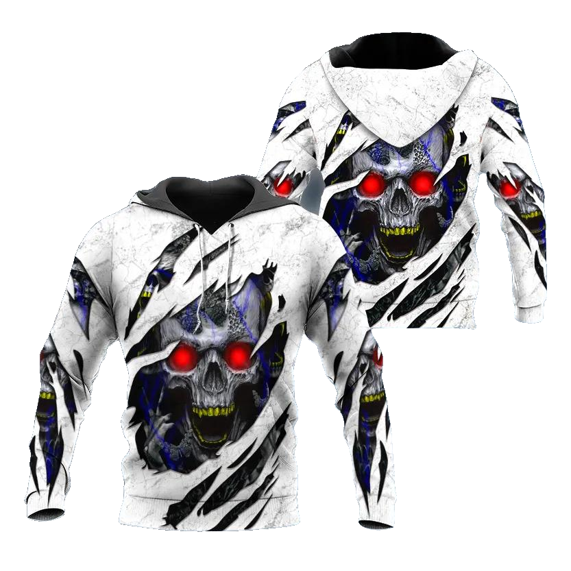 White Ghost Inside Skull 3D All Over Print Hoodie -Moonbestprint