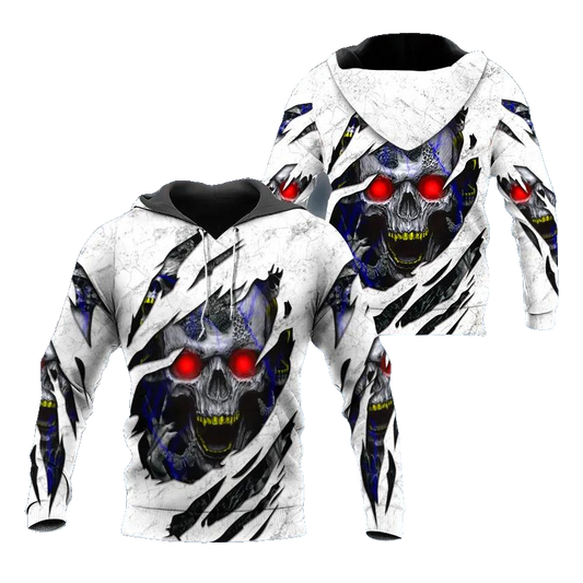 White Ghost Inside Skull 3D All Over Print Hoodie -Moonbestprint