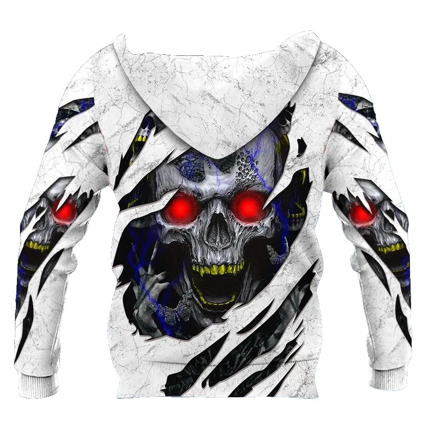 White Ghost Inside Skull 3D All Over Print Hoodie -Moonbestprint