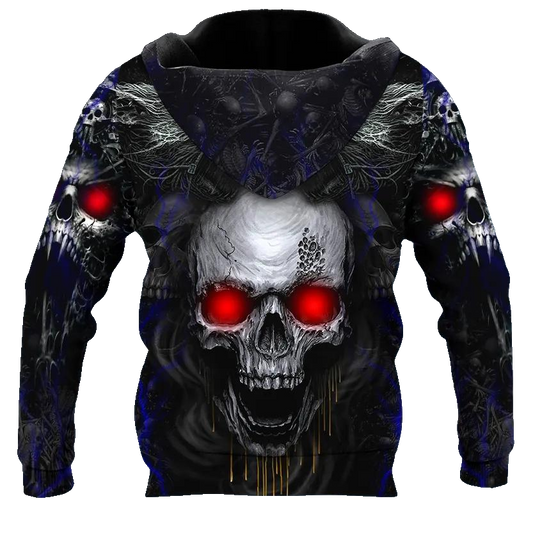 Werewolves Glowing Eyes Skull 3D All Over Print Hoodie -Moonbestprint
