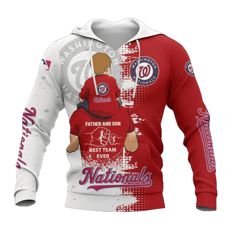 Washington Nationals Dad And Son MLB All Over Print Hoodie -Moonbestprint
