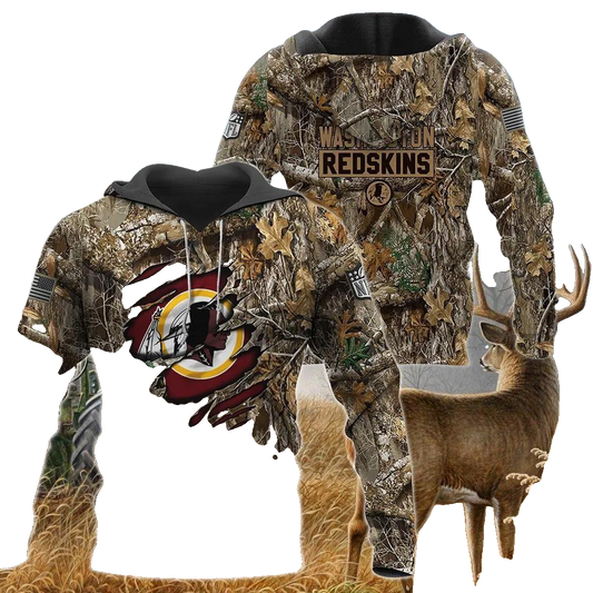 Washington Commanders Realtree Hunting Camo NFL 3D All Over Print Hoodie -Moonbestprint