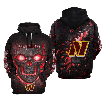 Washington Commanders Lava Skull NFL 3D All Over Print Hoodie -Moonbestprint