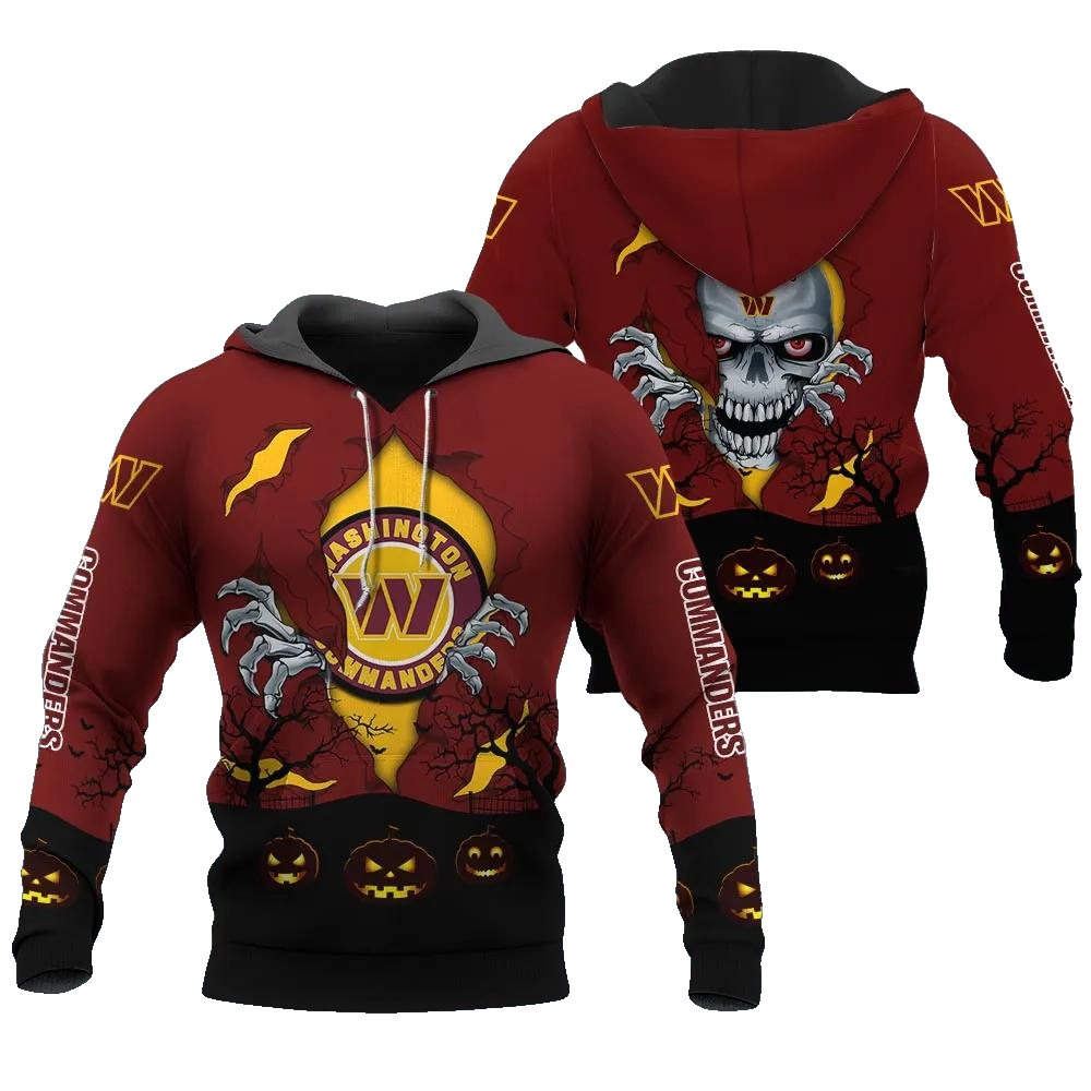 Washington Commanders Halloween 3D NFL All Over Print Hoodie -Moonbestprint