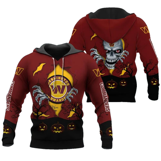 Washington Commanders Halloween 3D NFL All Over Print Hoodie -Moonbestprint
