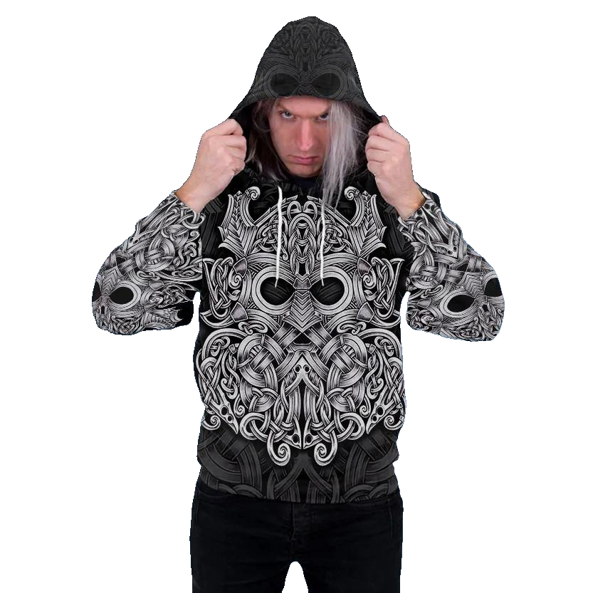 Viking Mjolnir Odin Thor's Hammer Tattoo 3D All Over Print Hoodie -Moonbestprint