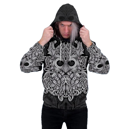 Viking Mjolnir Odin Thor's Hammer Tattoo 3D All Over Print Hoodie -Moonbestprint