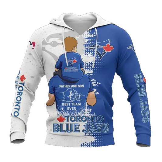 Toronto Blue Jays Dad And Son MLB All Over Print Hoodie -Moonbestprint