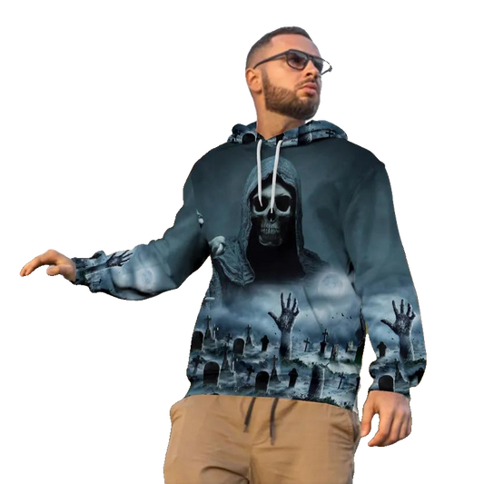 The Night Hunter Skull 3D All Over Print Hoodie -Moonbestprint