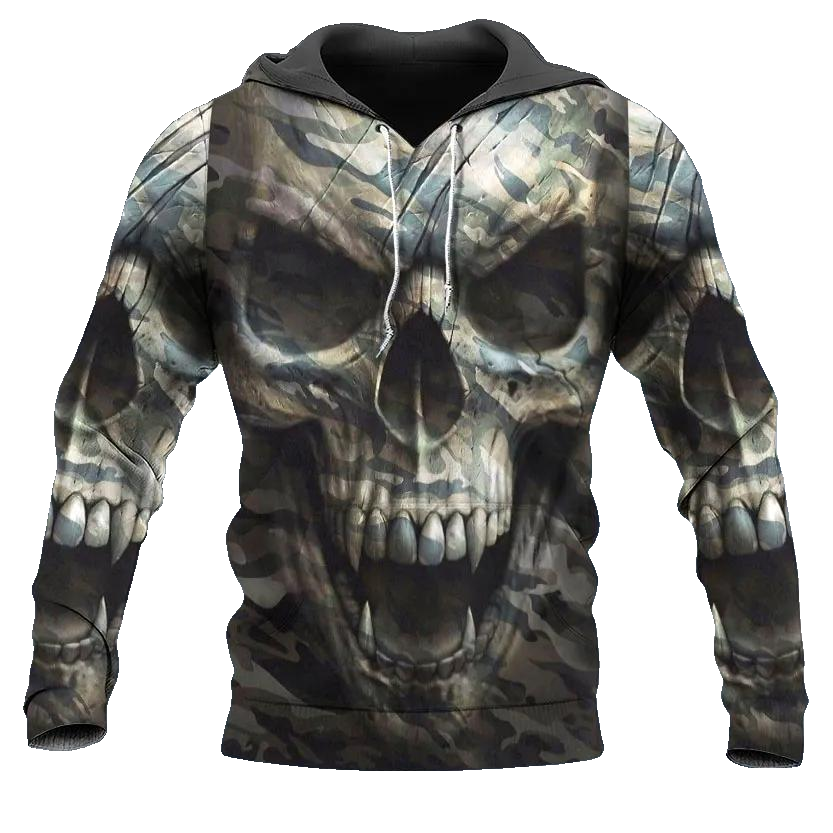 The Hideout Camo Skull 3D All Over Print Hoodie -Moonbestprint