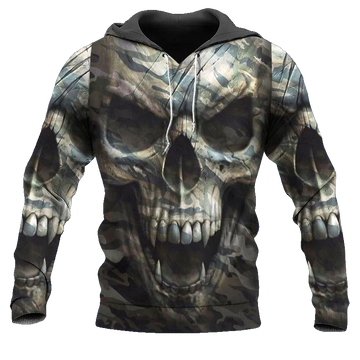 The Hideout Camo Skull 3D All Over Print Hoodie -Moonbestprint