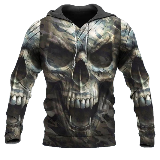 The Hideout Camo Skull 3D All Over Print Hoodie -Moonbestprint
