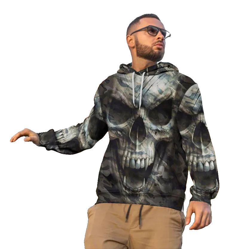The Hideout Camo Skull 3D All Over Print Hoodie -Moonbestprint