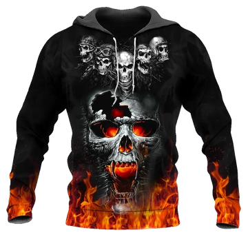 The Immortal Death Of Five Fire Skull 3D All Over Print Hoodie -Moonbestprint
