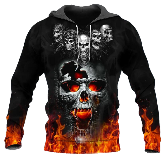 The Immortal Death Of Five Fire Skull 3D All Over Print Hoodie -Moonbestprint