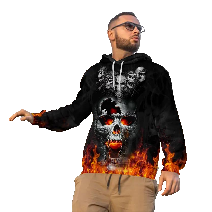The Immortal Death Of Five Fire Skull 3D All Over Print Hoodie -Moonbestprint