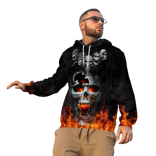 The Immortal Death Of Five Fire Skull 3D All Over Print Hoodie -Moonbestprint