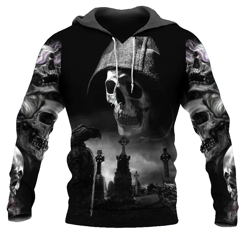 The Death Hunter Skull 3D All Over Print Hoodie -Moonbestprint