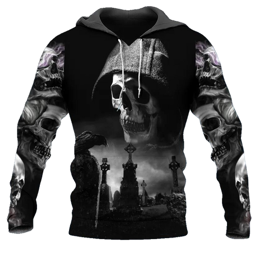 The Death Hunter Skull 3D All Over Print Hoodie -Moonbestprint
