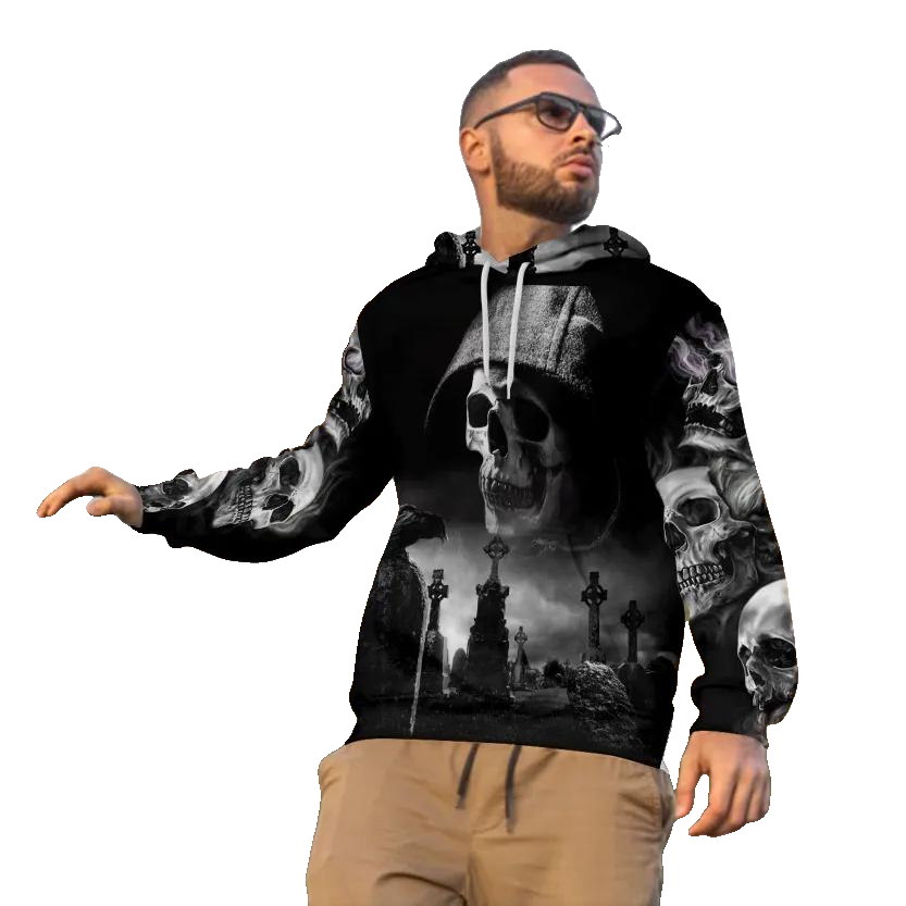 The Death Hunter Skull 3D All Over Print Hoodie -Moonbestprint